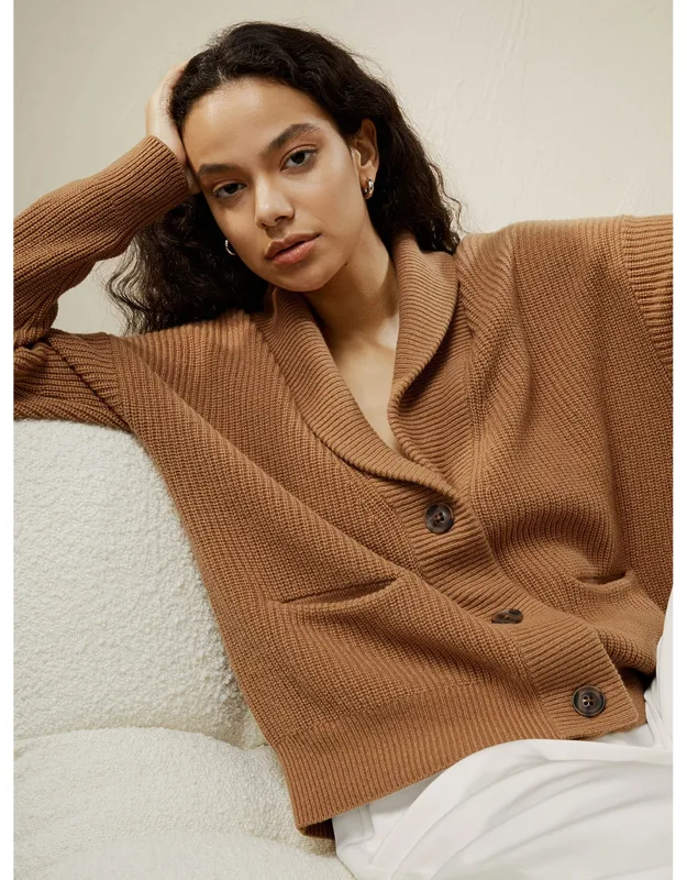 Wool-cashmere Blend Shawl Collar Cardigan