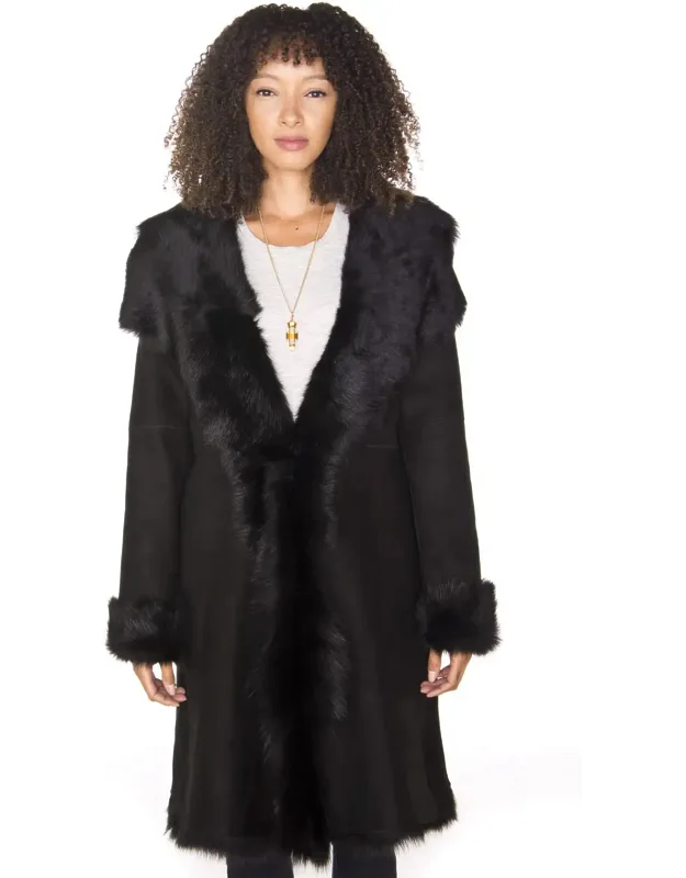 Toscana Sheepskin Suede Trench Coat-rochester With Luxurious Revere Collar And Pocketless Finish