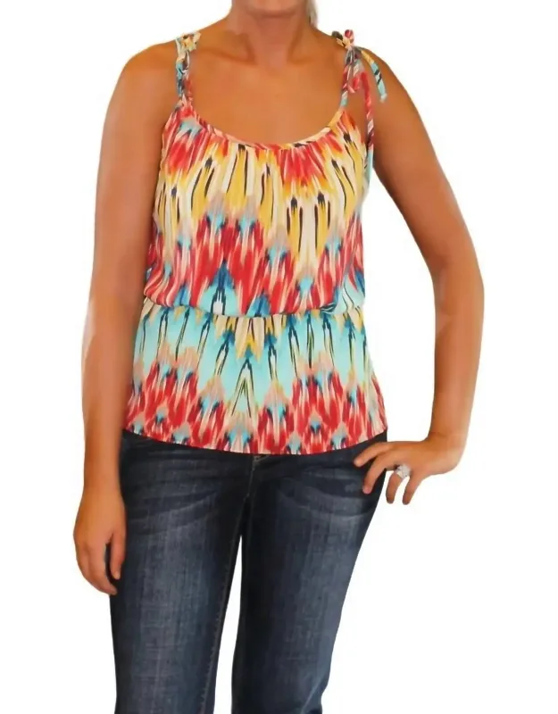 Multi Zig-zag Tie Shoulder Top