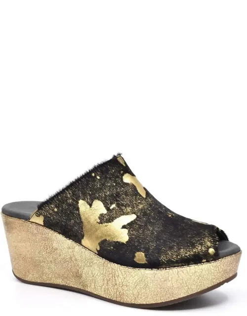 Yiona Wedge Sandals With Metallic Spots And Shimmer
