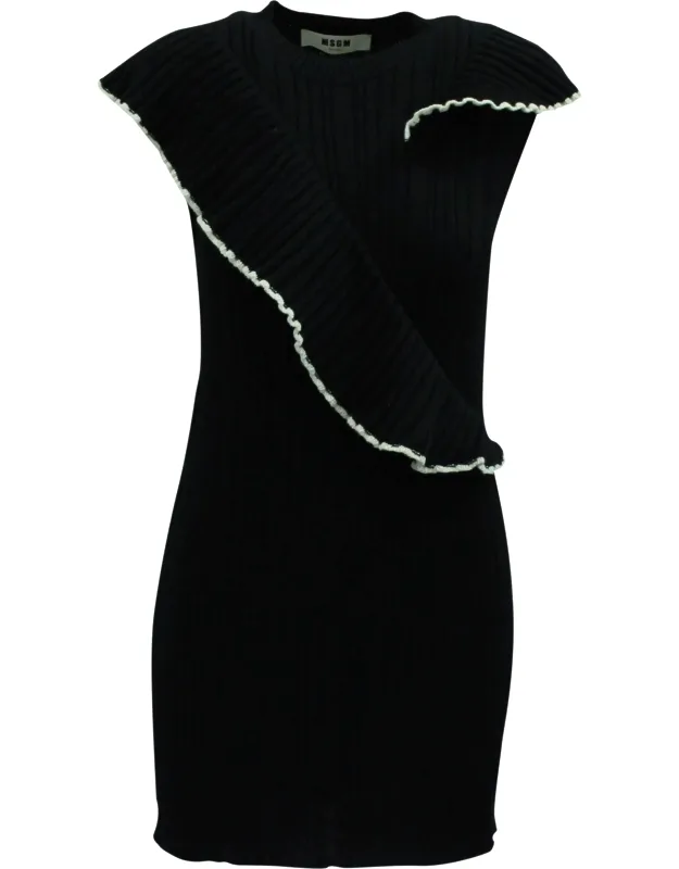 Frilled Knit Mini Dress