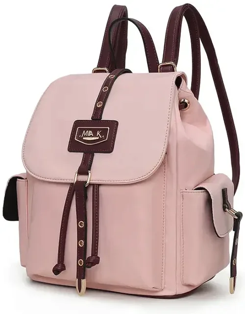 Paula Backpack Crafted Of Lightweight Nylon And Polished Smooth Vegan Leather, Spacious Open Compartment