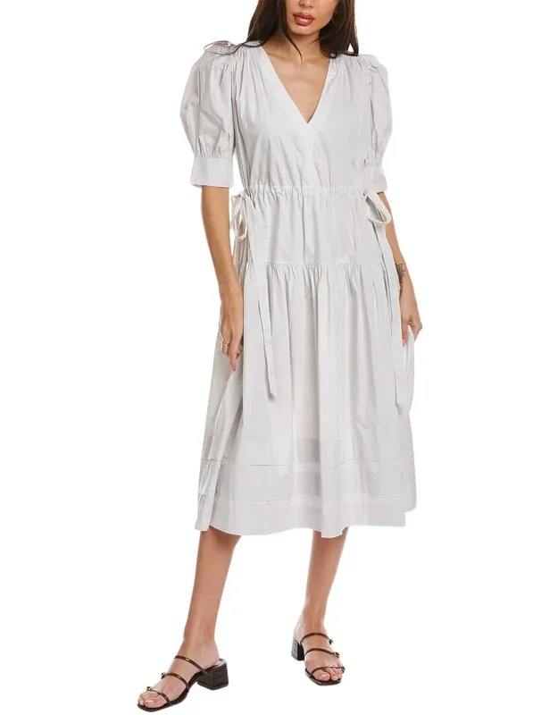 Ulla Johnson Tiered Maxi Dress With Puff Sleeves And Side Seam Pockets
