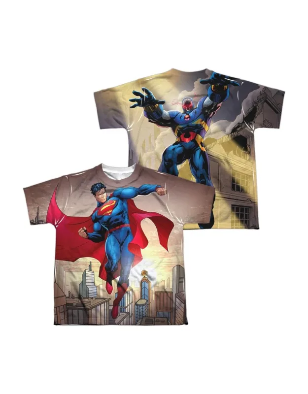 Superman Light And Darkseid (front/back Print) Short Sleeve Tee - Stylish For Everyday Wear, 100% Polyester