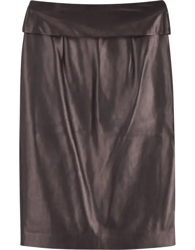 Pencil Skirt In Nappa Leather With Zipper Closure And Flap Detail
