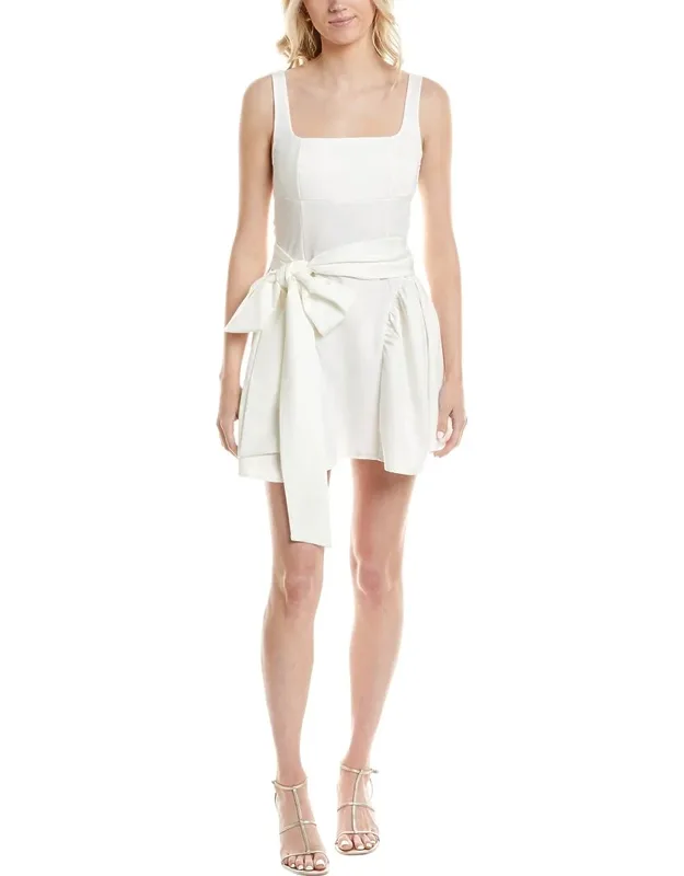 Mini Dress With Square Neck And Sash Self-tie