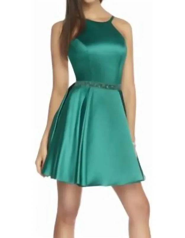 Strappy Back Short Silk Satin Dress