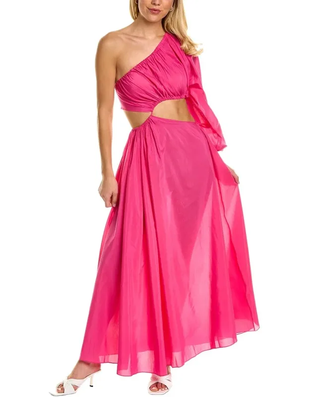 One-shoulder Silk-blend Maxi Dress