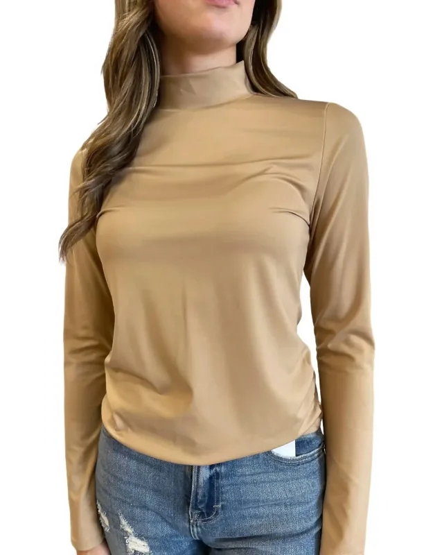 Smooth Mock Neck Long Sleeve Top