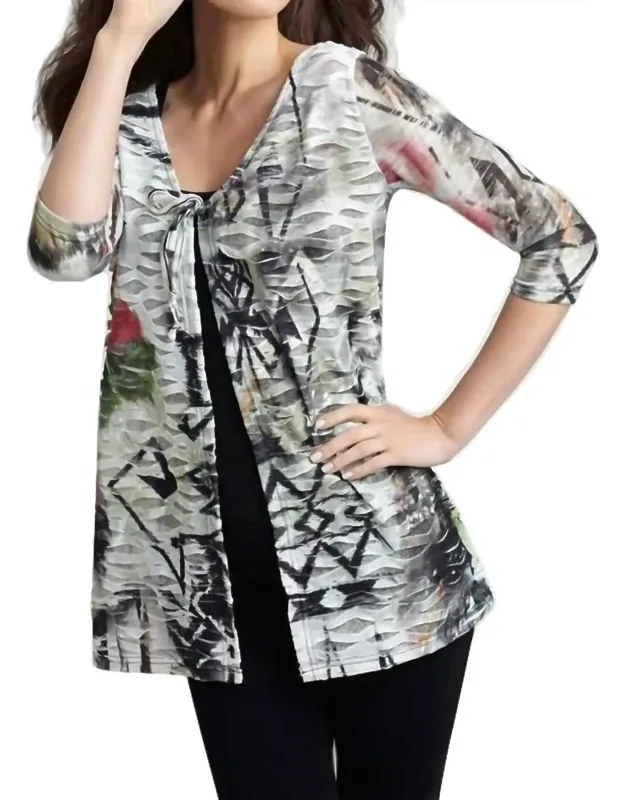 Brush Strokes Long Cardigan