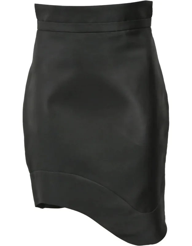 Mini High-waisted Waved Hem Skirt