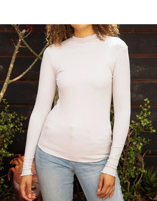 Lettuce Hem Mock Neck Pullover