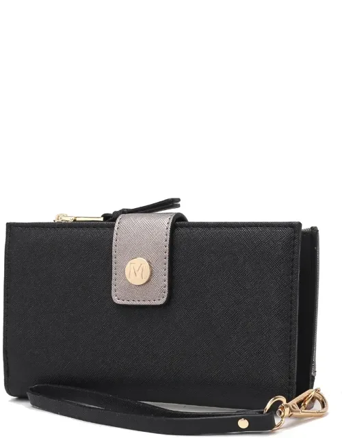 Mkf Collection Solene Vegan Leather Wristlet Wallet With Top Zipper Closure And Adjustable Strap