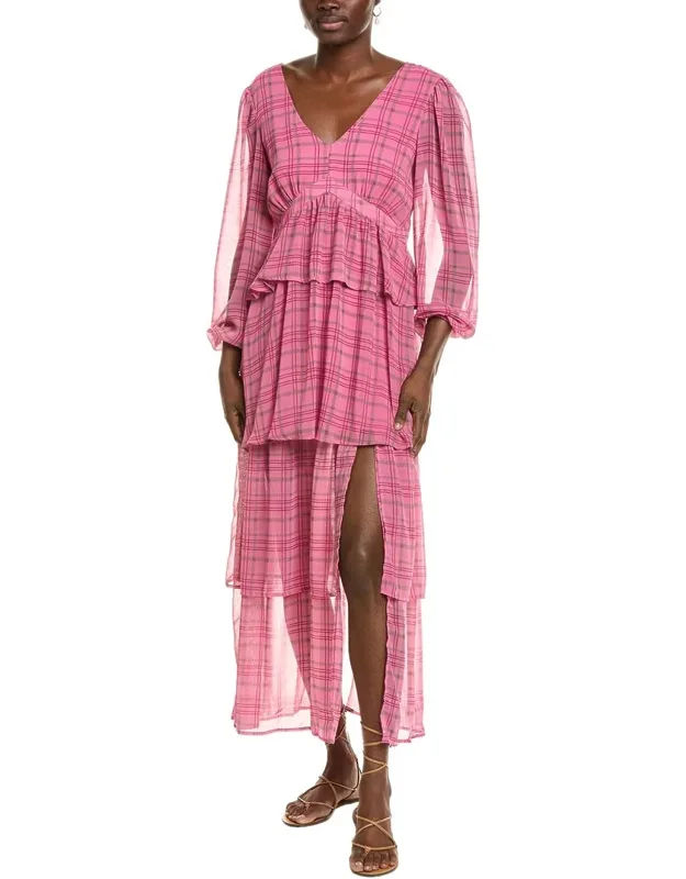 Maxi Dress With V-neck And Tiered Ruffle Skirt