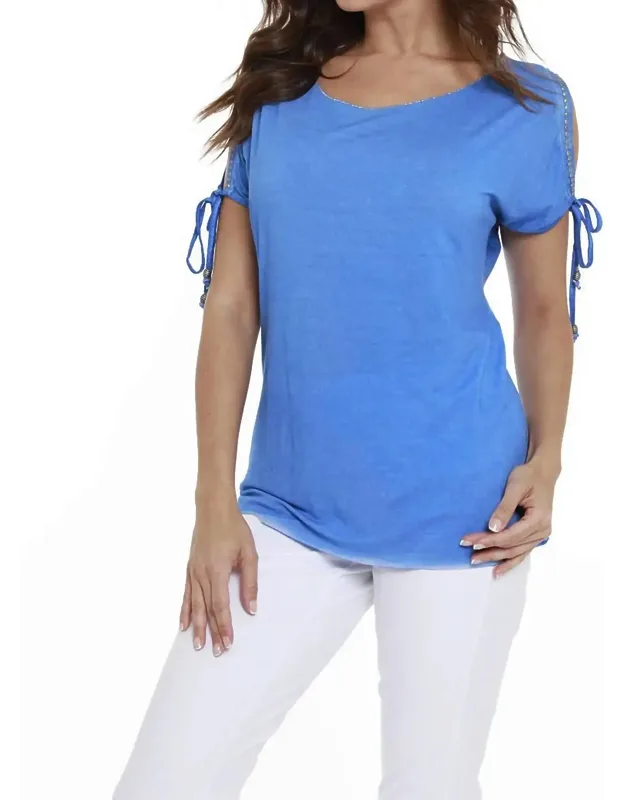Beaded Cold Shoulder Top