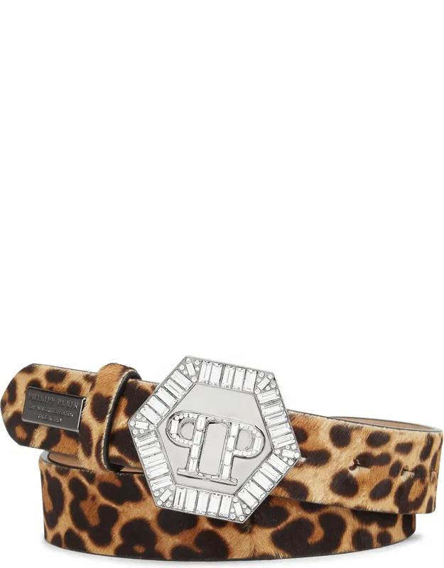 Belt Stones Hexagon Buckle With The Jewel Version Of The Iconic Hexagonal Logo, Nubuck Lining