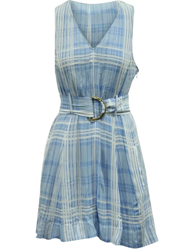 Plaid Belted Sleeveless Dress
