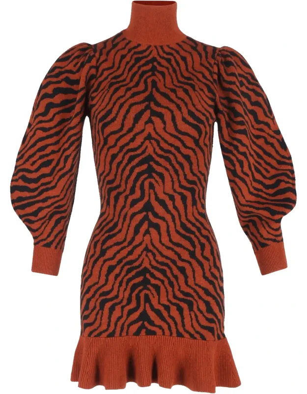 Printed Ruffled Hem Mini Dress