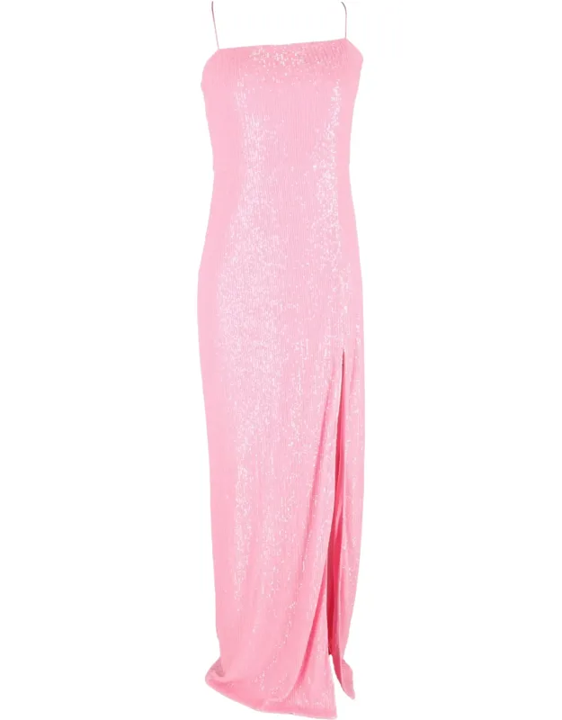 Sequin-embellished Side-slit Maxi Dress