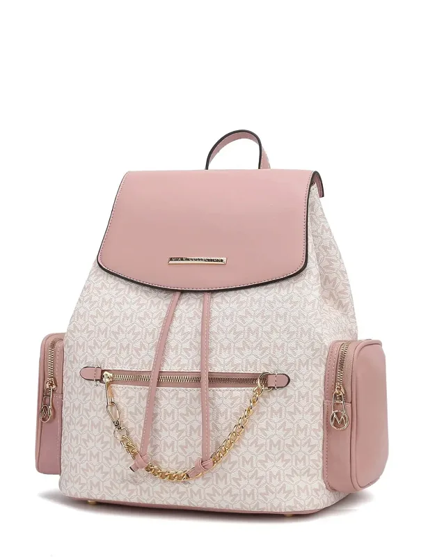 "issah Backpack Stylish & Functional Design With Unique Circular Pattern And Gold-tone Hardware"