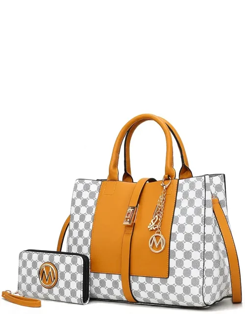 Yuliana Circular Print Satchel Bag With Wallet