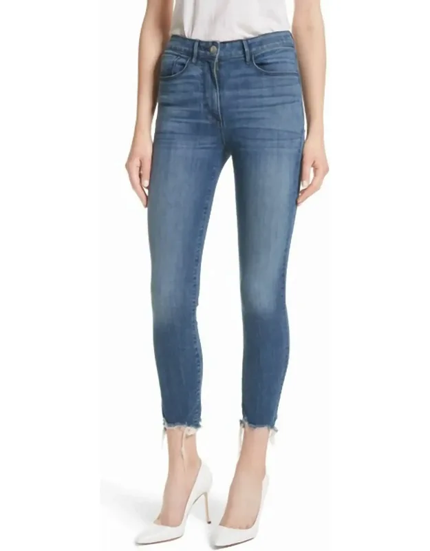 Fringed Edges Crop Skinny Denim Jeans