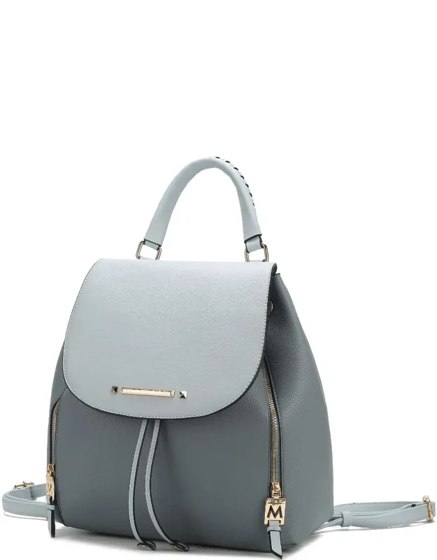 Kimberly Vegan Leather Fashion Backpack With Gold Tone Embellishments And Adjustable Strap