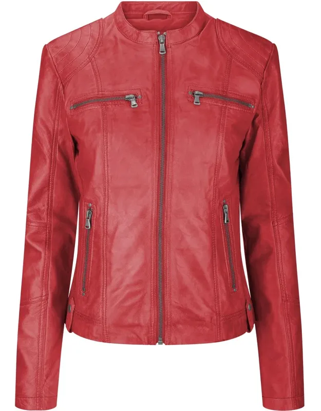 Real Leather Slim Fit Soft Zip Biker Style Jacket