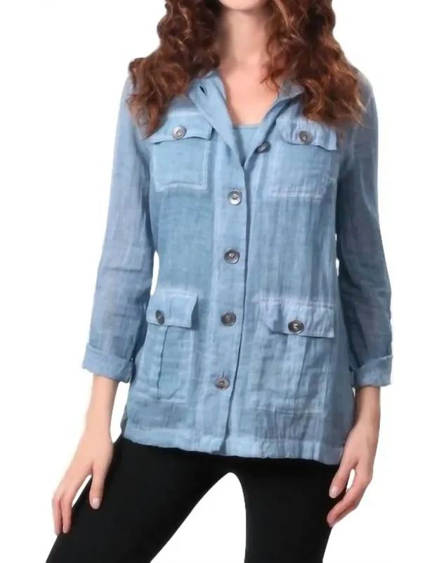 Oil Wash Hooded Button-up Cardigan