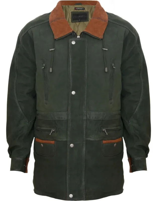 Nubuck Leather Parka Coat