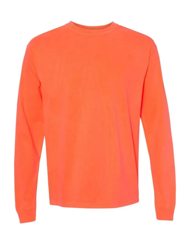 Garment-dyed Heavyweight Long Sleeve T-shirt, Relaxed Fit, Twill Taped Neck And Shoulders
