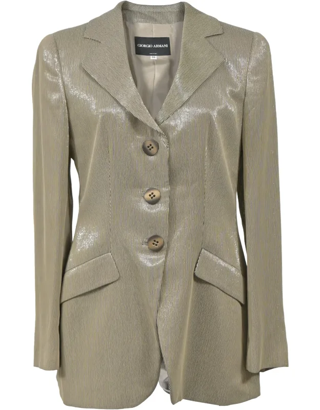 Sheered Stripe Single-breasted Blazer