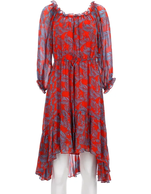 Printed Midi Ruffled Dress