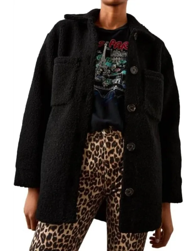 Connie Faux Sherpa Long Sleeve Teddy Coat