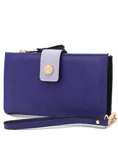 Mkf Collection Solene Vegan Leather Wristlet Wallet With Top Zipper Closure And Adjustable Strap