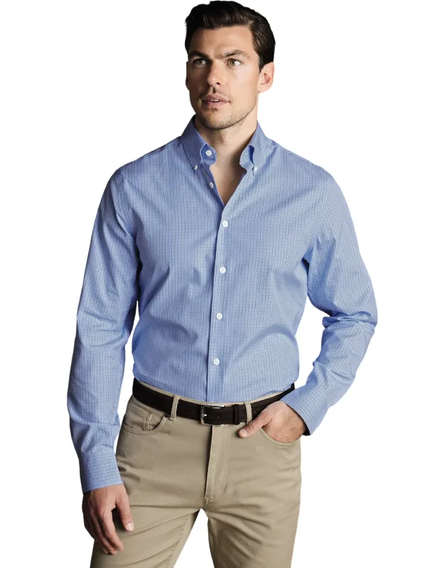 Check Non-iron Button-down Oxford Slim Fit Shirt