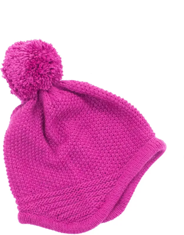 Chunky Earflap Hat With Pom