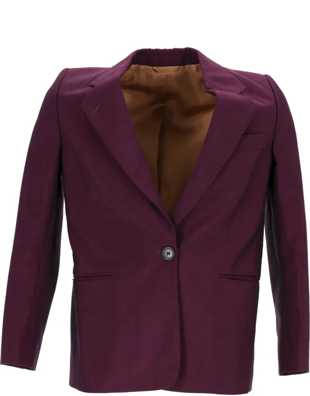 Single-breasted Blazer With Pockets In Wool