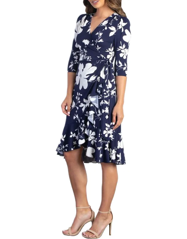 _flirty Flounce Wrap Dress With Cascading Flounces And Adjustable Coverage_