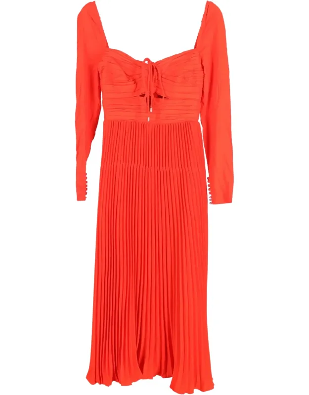Cutout Pleated Halterneck Midi Dress