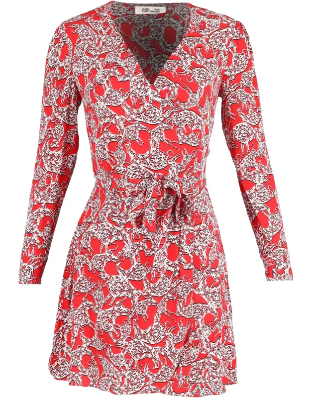 Printed Saville Faux-wrap Mini Dress