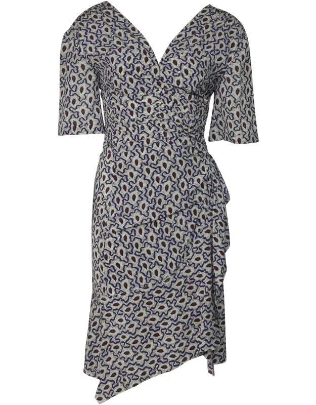 Wrap-effect Printed Dress