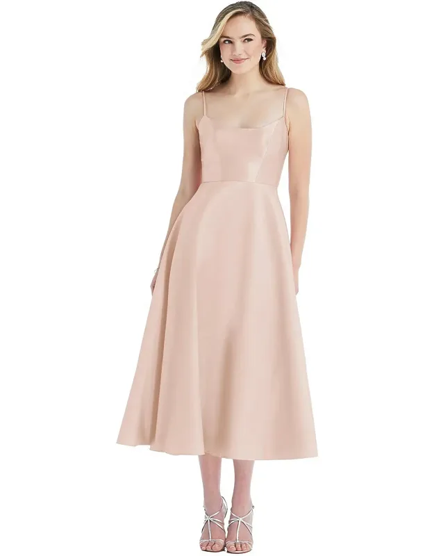 Spaghetti Strap Full Skirt Midi Dress