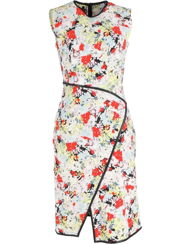 Knee-length Floral Print Wrap-effect Dress