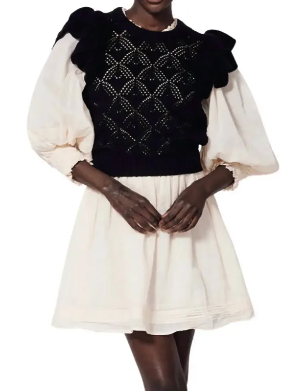 _colleen Sweater Vest With Ruffle Cap Sleeves_