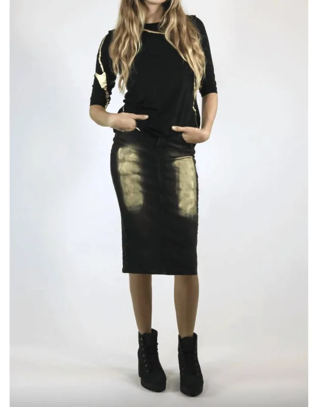 Kintsugi Skirt - Hand-painted Metallic Gold