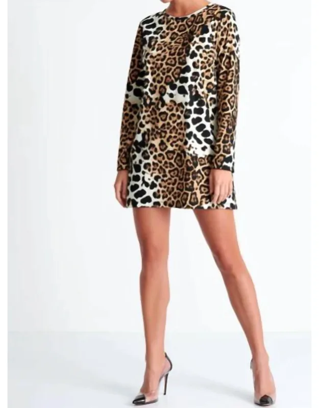 Kawa Long Sleeve Dress In Leopard Print