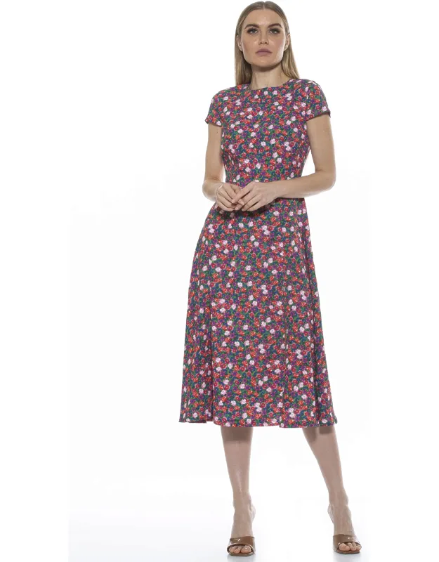 Lily Midi Dress With High Side Slit And Concealed Back Zip