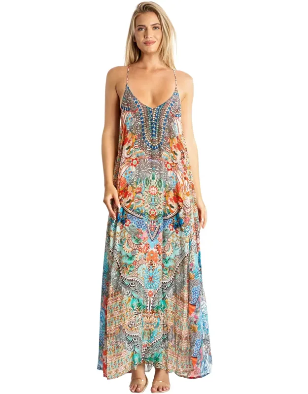 Estelle T-back Maxi Dress - Round Neck