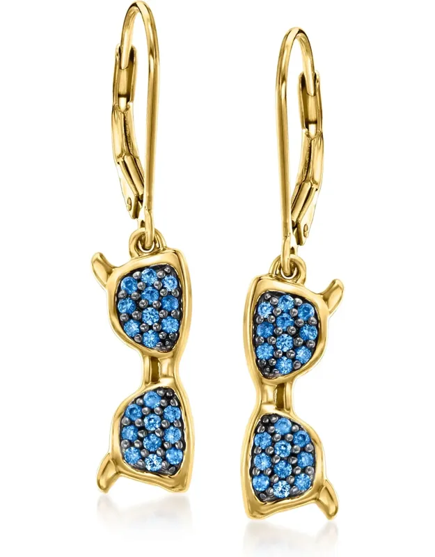 Sapphire Sunglasses Drop Earring In 18kt Gold Over Sterling